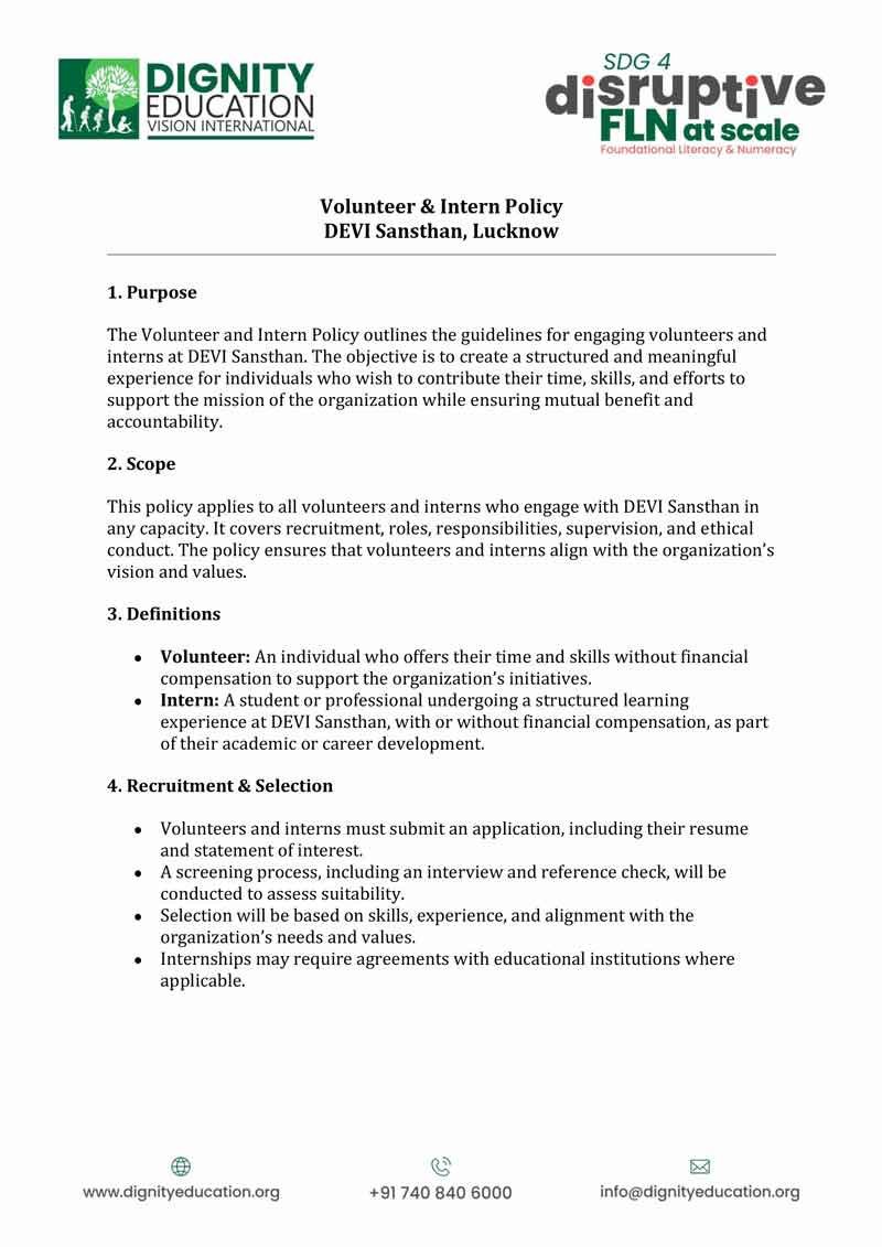 Volunteer & Intern Policy