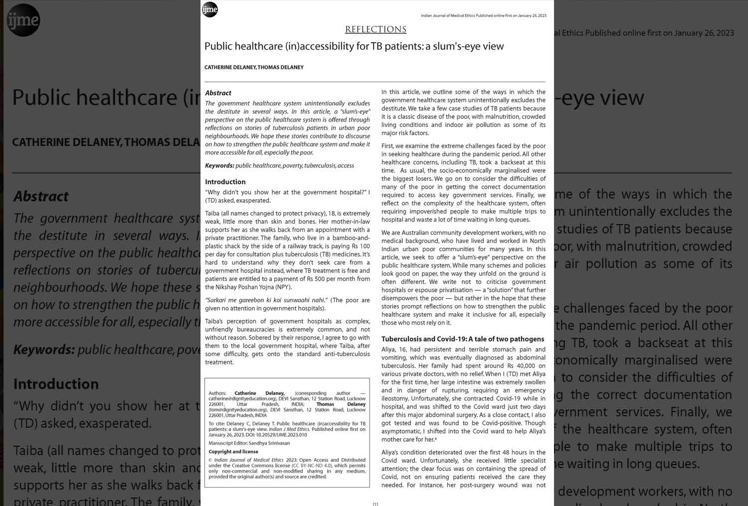  C. Delaney & T. Delaney. Public Healthcare
                                                    (in)accessibility for TB Patients